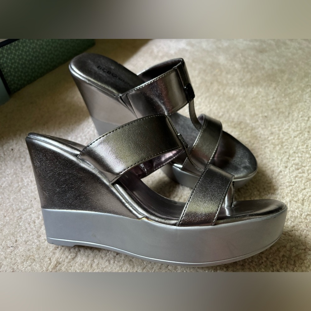 Silver wedge sandals